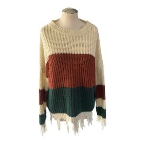 HYFVE Colorblock Distressed Sweater – Medium